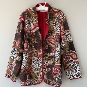 Alfred Dunner lightweight open front jacket blazer floral butterfly paisley